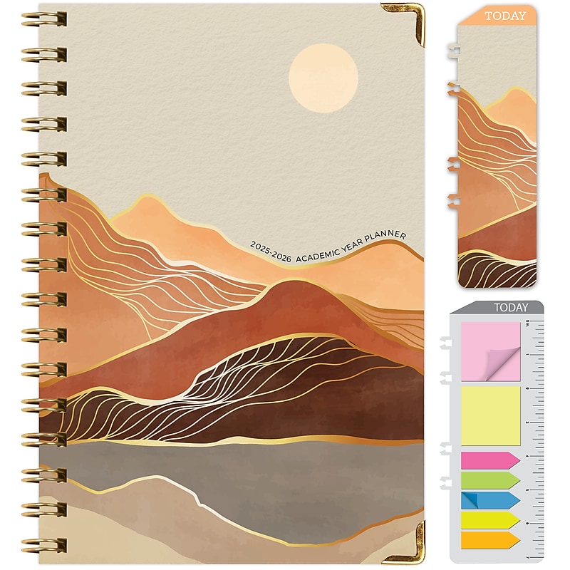 2025-2026 Global Printed Products Golden Desert 5.5" x 8" Academic Weekly & Monthly Planner, Paper Cover image 1