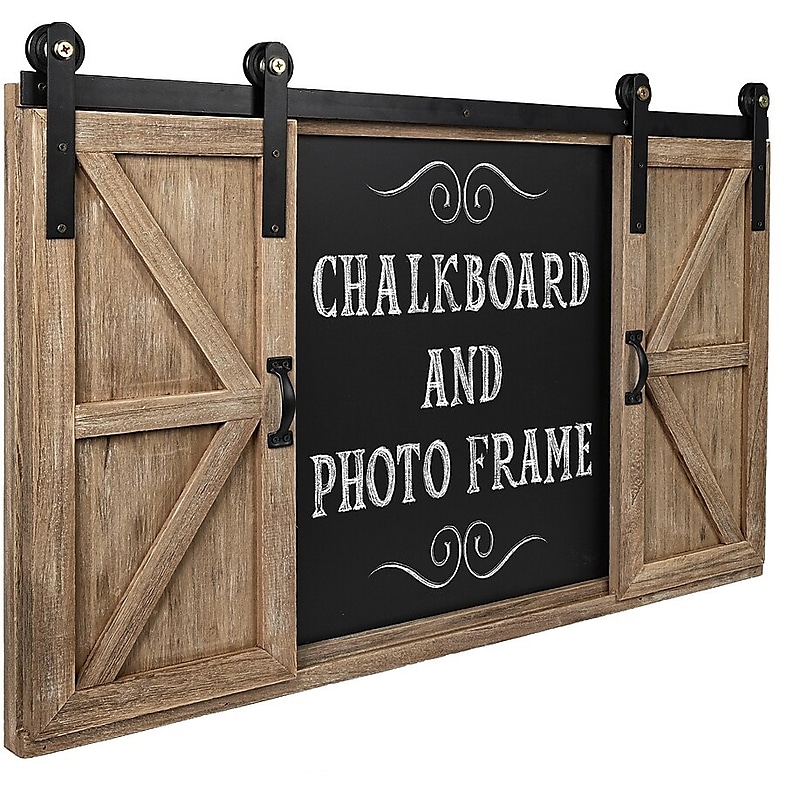 Excello Global Products Rustic Wood Chalkboard with Four 4"x6" Hideaway Photos (EGP-HD-0148) image 1