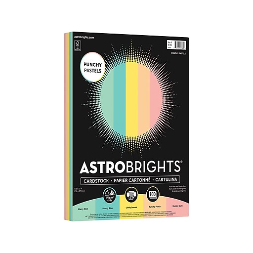Astrobrights Color Cardstock, 65 lb, 8.5 x 11, Assorted Pastel Colors, 50/Pack