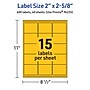 Avery Laser/Inkjet Rectangle Multipurpose Labels, 2" x 2-5/8", Bright Yellow, 600/Pack (94235)~#|#~7FC5E25C-CF5A-40B8-8048BCA12C14C94A_sc7