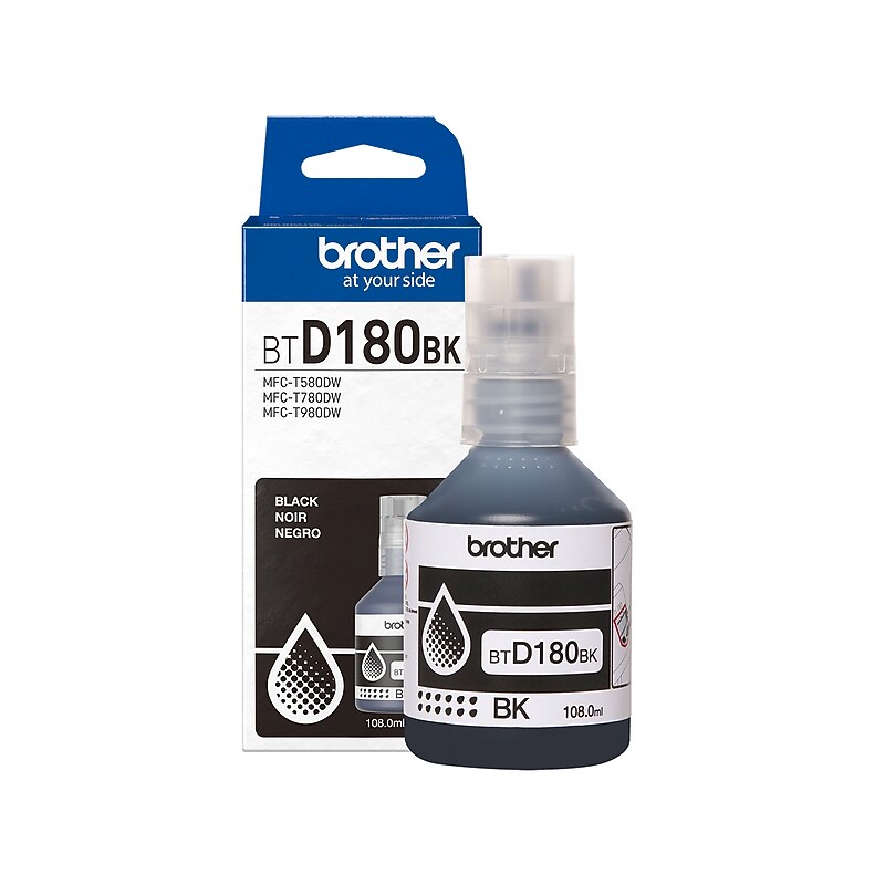 Brother BTD180 Black High Yield Ink Bottle, Prints up to 7,500 Pages (BTD180BK) image 1