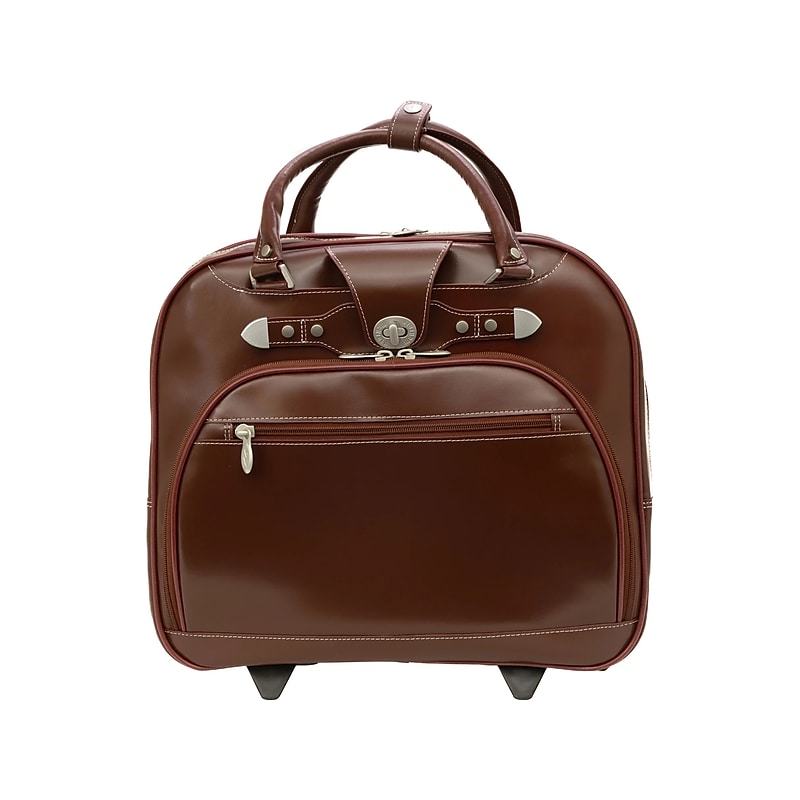 McKleinUSA REDWOOD 15" Leather Rolling Laptop Bag, Red (99696) image 1