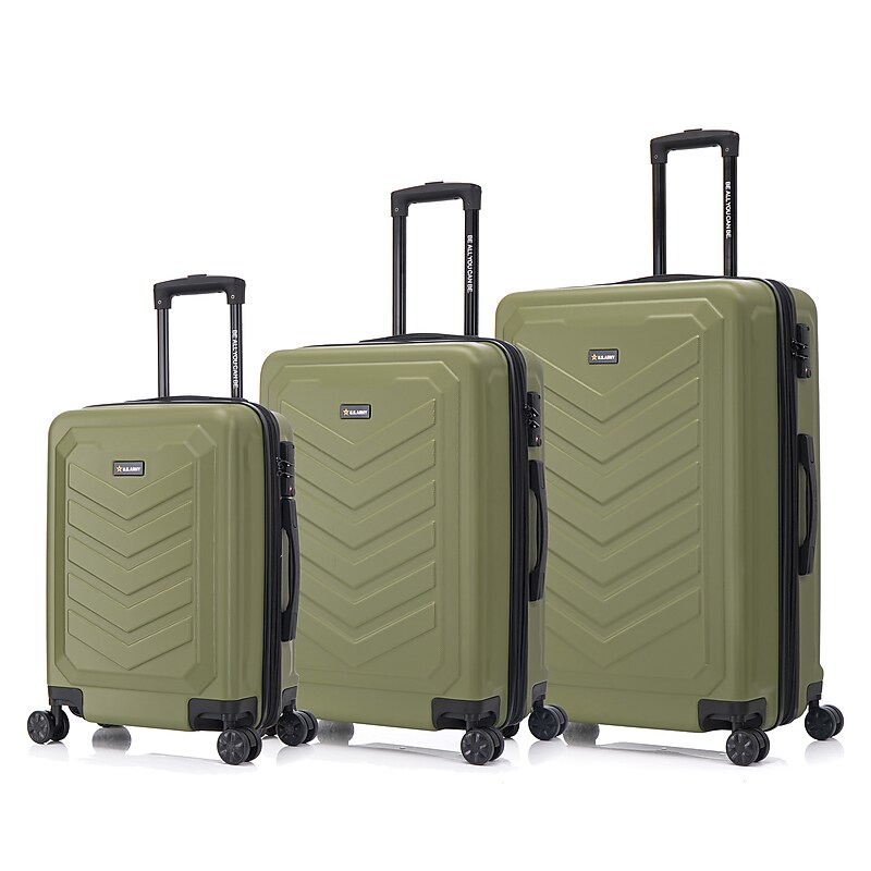 US Army FOX PRO 3-Piece Hardside Spinner Carry-On Luggage Set, TSA Checkpoint Friendly, OLIVE DRAB (USLFPROSML-GRN) image 1