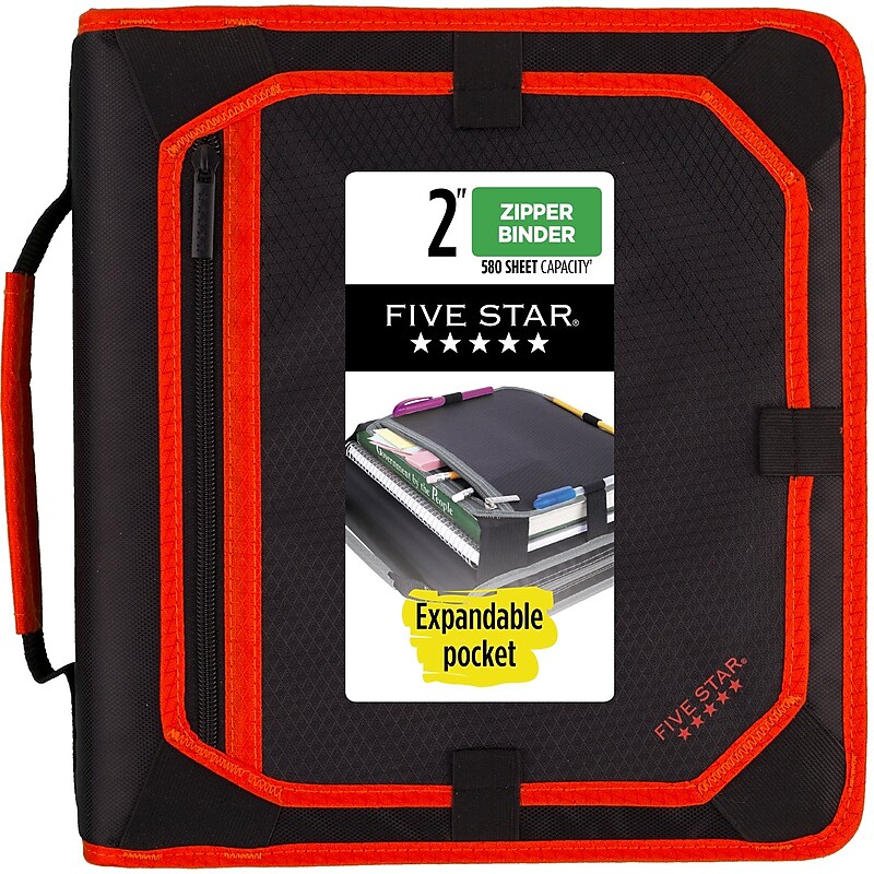 Five Star 2" 3-Ring Zipper Binders, D-Ring, Assorted Colors (29052) image 1