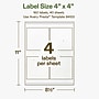 Avery Hemp Square Laser/Inkjet Multipurpose Labels, 4" x 4", Off-White (160/Box)~#|#~7FD81C39-74CE-4528-8ECDADE19AB4853B_sc7
