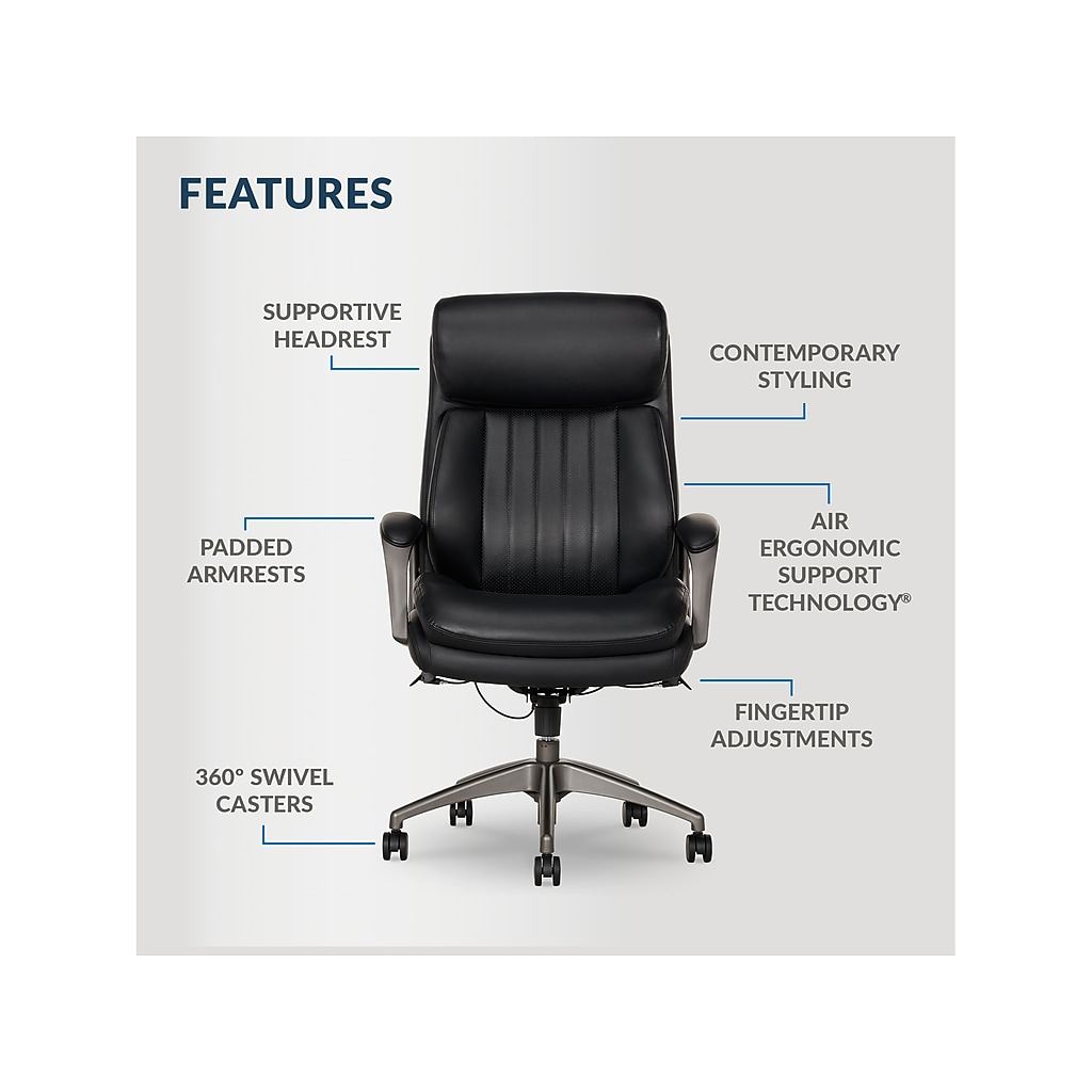 Features diagram of chair with labeled components