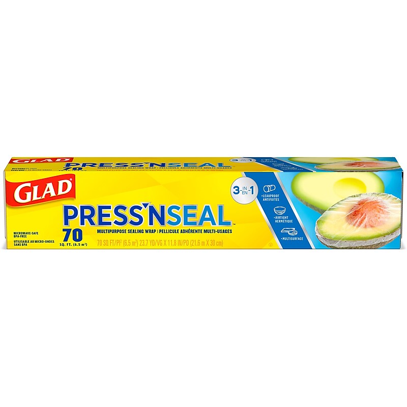 Glad Press'n Seal Plastic Food Wrap, 70 Sq. Ft. Roll, 12 Boxes/Carton (70441) image 1