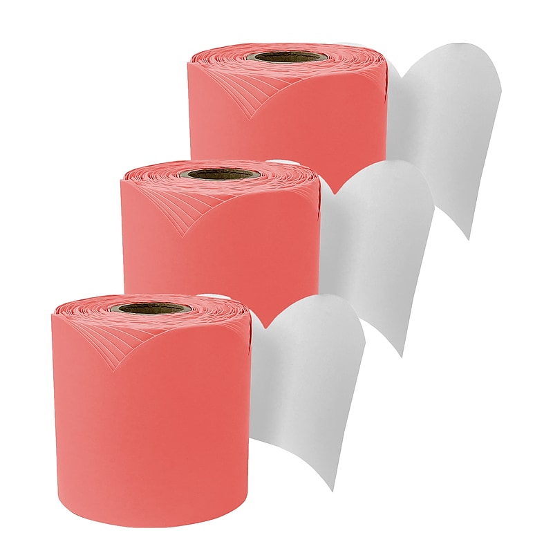 Carson Dellosa Education Rolled Scalloped Bulletin Board Border, 3" x 65', Salmon, 3/Bundle (CD-108528-3) image 1