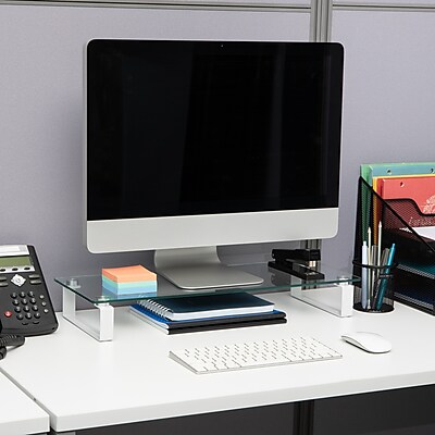 Mind Reader Contemporary Monitor Stand and Laptop Riser, Clear (GLASS-CLR) Sansujyuku sansujyuku.com