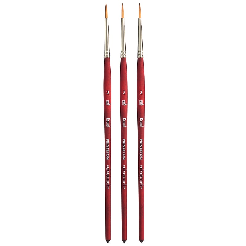 Princeton Velvetouch Short Handle Mixed Media Synthetic Round Brush, 3/Pack (PBXP3950R2-3) image 1