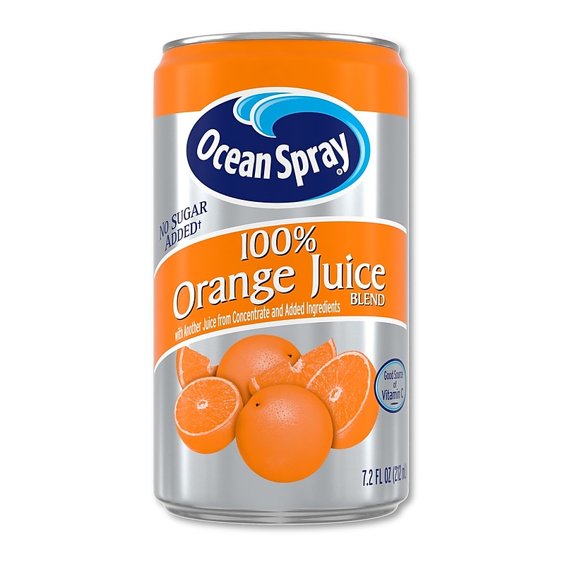 Ocean Spray 100% Orange Juice, No Sugar Added, 7.2 fl. oz., 24 Cans/Carton (OCE00739) image 1