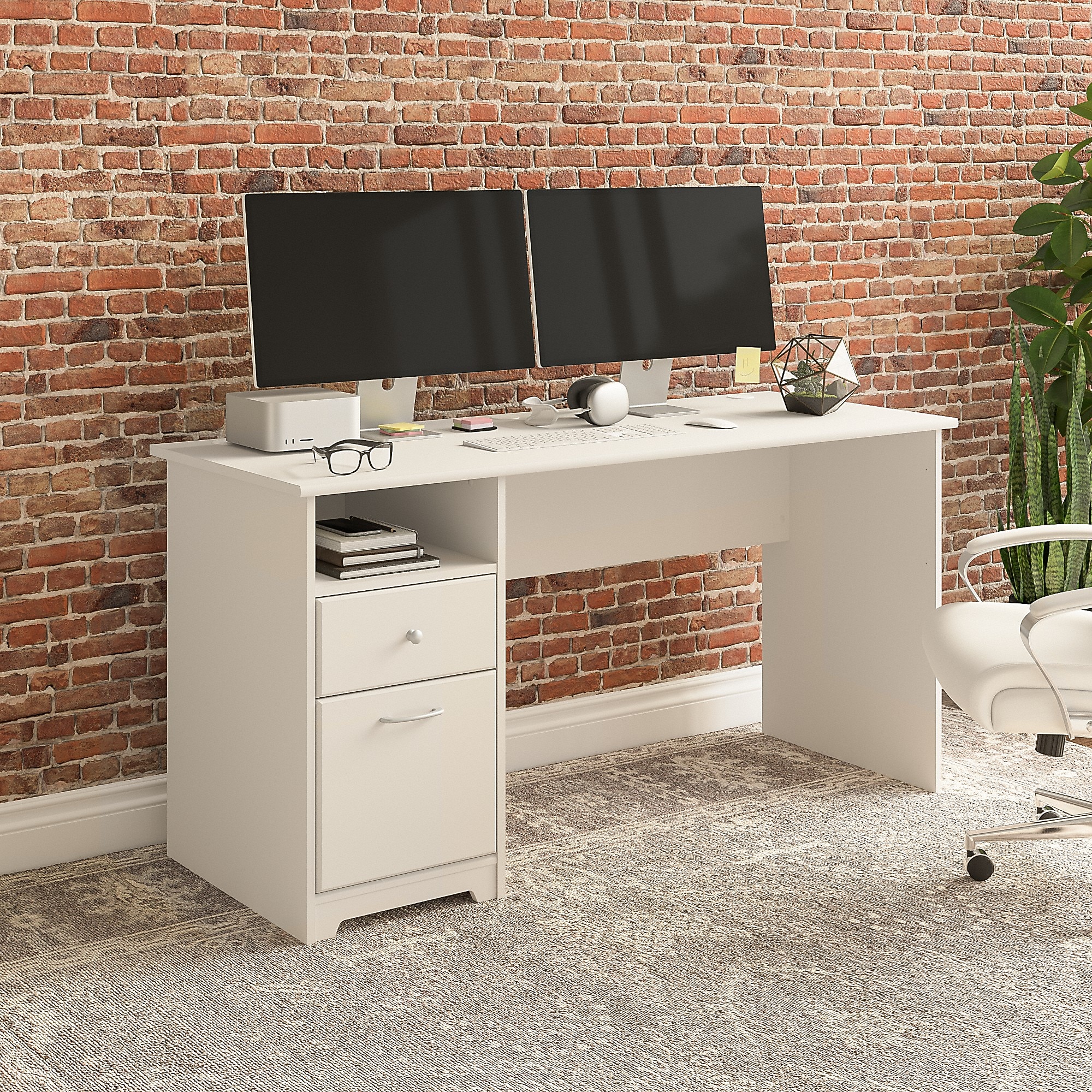 Bush Furniture Cabot 60″W Computer Desk with Drawers, White (WC31960) Sansujyuku sansujyuku.com