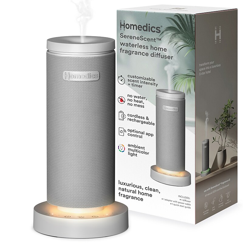 Homedics SereneScent Aromatherapy Essential Oil Diffuser, 0.5 oz., Gray (ARMH‑680GY) image 1