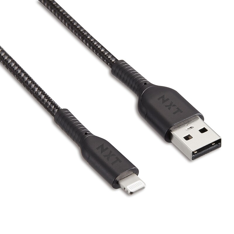 NXT Technologies™ 6 Ft. Braided Lightning to USB Cable, Black (NX60464) image 1