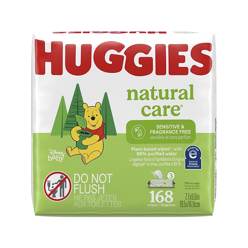 Huggies Natural Care Unscented Sensitive Baby Wipes, 56 Wipes/Pack, 3 Packs/Case image 1