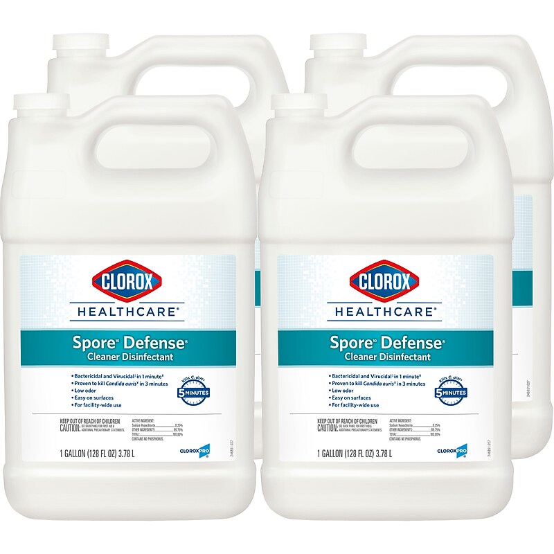 Clorox Healthcare Spore Defense Cleaner Disinfectant, Closed System Refill Bottle, 128 Fl Oz, 4/Pack  (32122) image 1