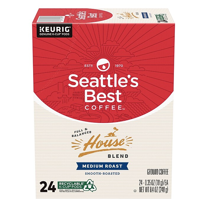 Seattle's Best Coffee House Blend Keurig K-Cup Pods, Medium Roast, 24/Box  (SBK30189) | Staples