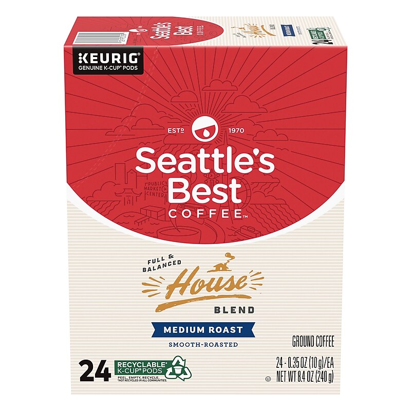 Seattle's Best Coffee House Blend Keurig® K-Cup® Pods, Medium Roast, 24/Box (SBK30189) image 1