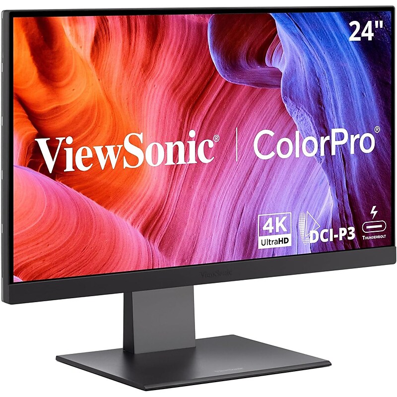 ViewSonic ColorPro 24" 4K UHD IPS 60Hz Monitor, HDR, Built-In Speaker, Height Adjustable, Black (VP2488-4K) image 1