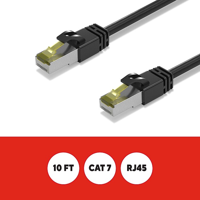 Staples TECH 10' Cat 7 Ethernet Cable, Male to Male, Black