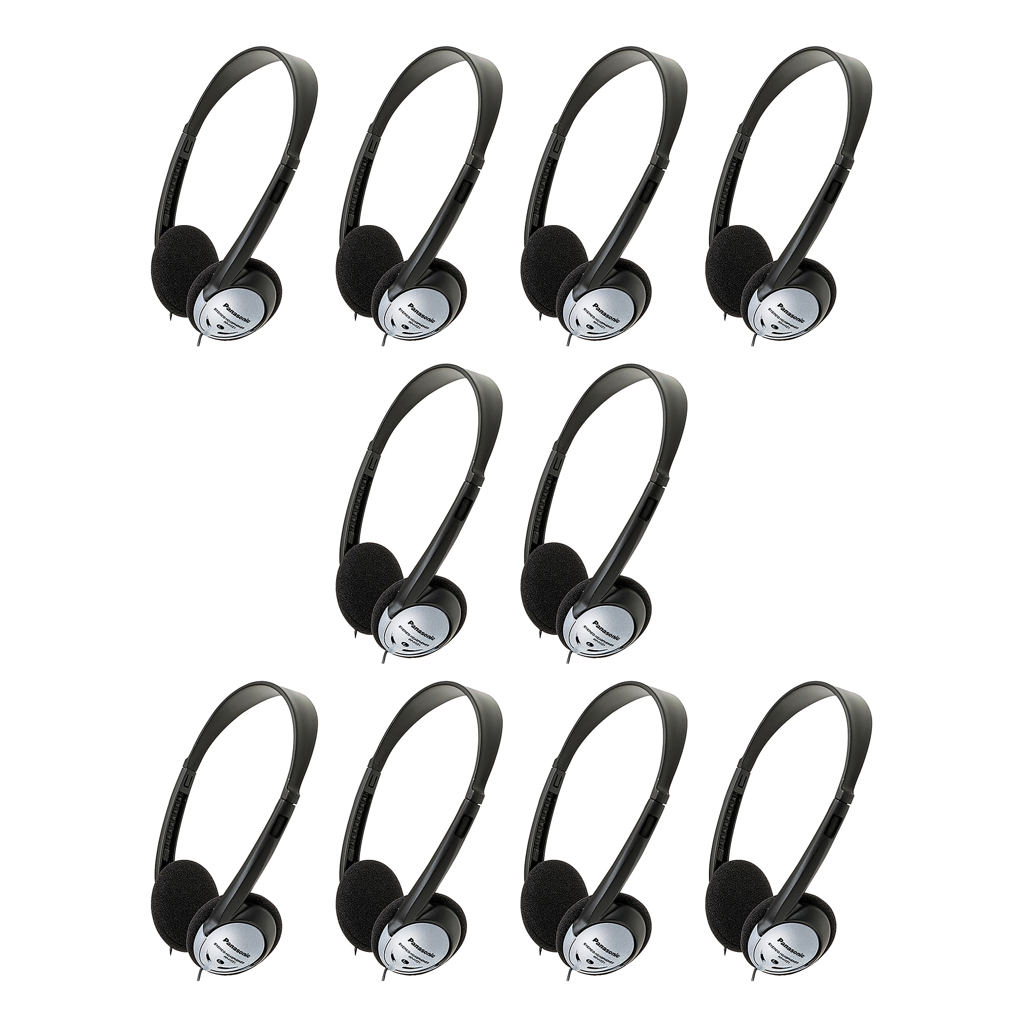 Panasonic Lightweight On-Ear Headphones, 10/Pack, Black (RP-HT21) Sansujyuku sansujyuku.com