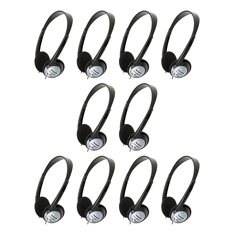 Panasonic Lightweight On-Ear Headphones, 10/Pack, Black (RP-HT21) image 1