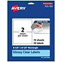 Avery Laser/Inkjet Multipurpose Labels, 8.5" x ", Glossy Clear, 20/Pack (94229)~#|#~8028B5A9-E14B-4FC7-AAFE70E8D620A2C2_sc7