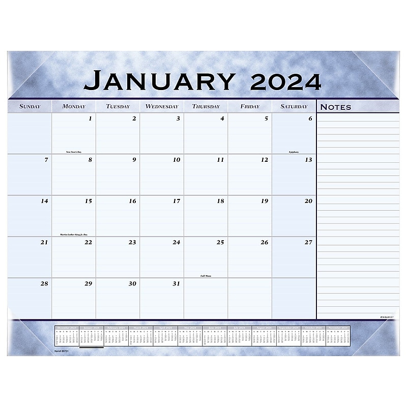 2024 AT-A-GLANCE 22" x 17" Monthly Desk Pad Calendar, Slate Blue (89701-24) image 1