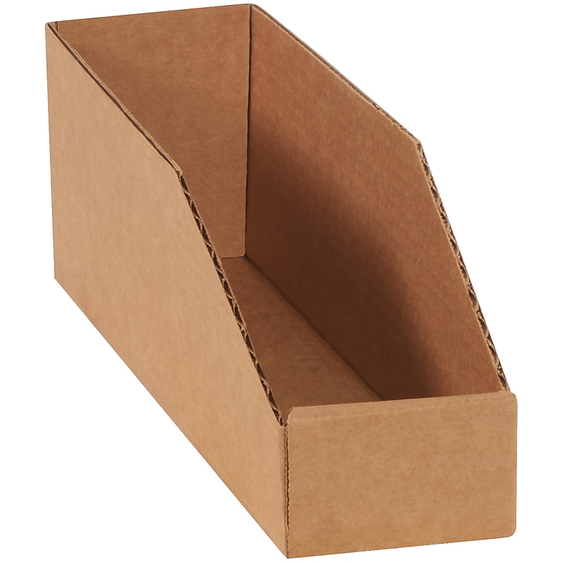 Partners Brand Small Folding Corrugated Storage Bin, 12" x 4.5"x 3", Brown, 50/Bundle (BINEB123K) image 1
