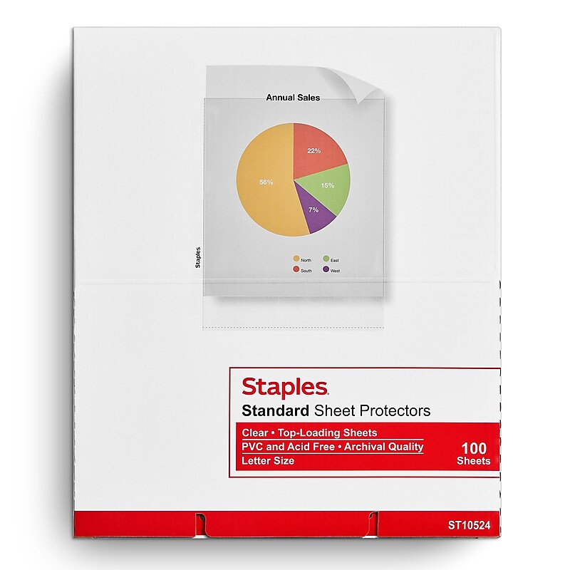 Staples® Standard Weight Sheet Protector, 8.5" x 11", Clear, 500/Carton (10524CT-CC) image 1