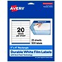 Avery Laser/Inkjet Multipurpose Labels, 1" x 4", White, 20 Labels/Sheet, 25 Sheets/Pack (94202)~#|#~803A6EF3-986F-4BA4-BA63B5BAAC1AF97A_sc7