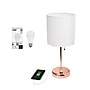 Creekwood Home Oslo 19.5" LED Table Lamp with USB Port, Rose Gold/White Shade (CWT-2013-RG-LB)~#|#~803DF0C5-E77D-4322-8C51321B721AA556_sc7