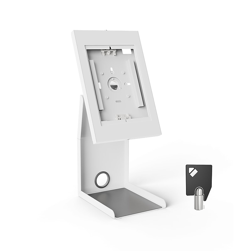 Mount-It! Adjustable Anti-Theft Tablet Kiosk with Printer Shelf, White (MI-3883W_G10) image 1
