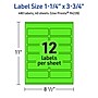 Avery Laser/Inkjet Multipurpose Rectangle Labels, 1.25" x 3.75", Neon Green, 480/Pack (94228)~#|#~8045E248-A1EC-4883-880444E6EC5ACFB5_sc7