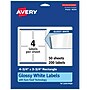 Avery Laser/Inkjet Glossy Multipurpose Labels, White, 4 Labels/Sheet, 50 Sheets/Pack (94254-WGP50)~#|#~80496B7B-ED82-483D-821586CA886AC52C_sc7