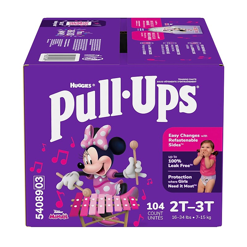 Huggies Pull-Ups Potty Training Pants, Girls 2T-3T, 104/Carton (54098) image 1