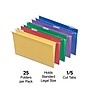 Staples Heavy Duty Hanging File Folders, 1/5-Cut Tab, Legal Size, Assorted Colors, 25/Box (345001)~#|#~804CFF7D-EA75-4723-86591662EBCFDB27_sc7