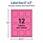 Avery Laser/Inkjet Square Multipurpose Labels, 2" x 2", Bright Pink, 120/Pack (94107)~#|#~804E0E67-FC77-4C13-B33E3F600389F514_sc7