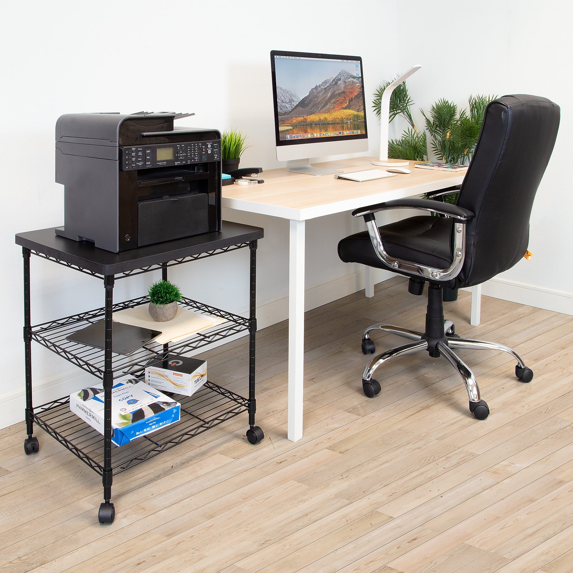 Mount-It! 3-Shelf Steel/Laminate Large Printer Cart with Wheels, Black (MI-7856) Sansujyuku sansujyuku.com