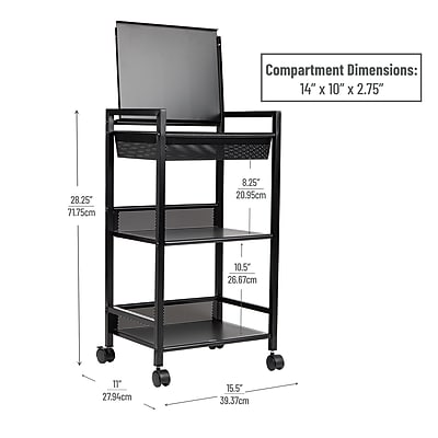 Mind Reader 3-Tier Metal Cart with Covered Compartment - Thumbnail 5