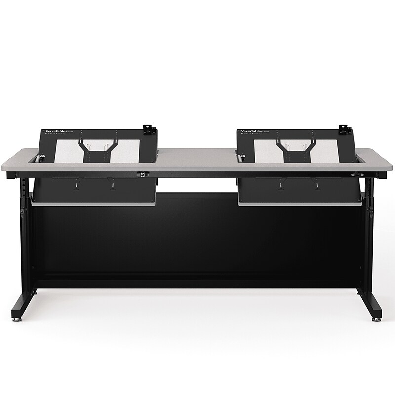 VersaDesk Revolution 72"W Manual Adjustable Standing Computer Table, Grey/Black (RST7230-BG) image 1