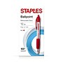 Staples Retractable Ballpoint Pens, Fine Point, Red Ink, Dozen (50787)~#|#~80637F22-3103-4439-BD14E5BE708D8F20_sc7