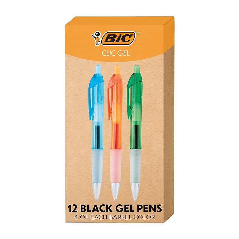 BIC Intensity Clic Gel Pen, 0.7mm, Black Ink, Dozen (RNCX11-BLK) image 1