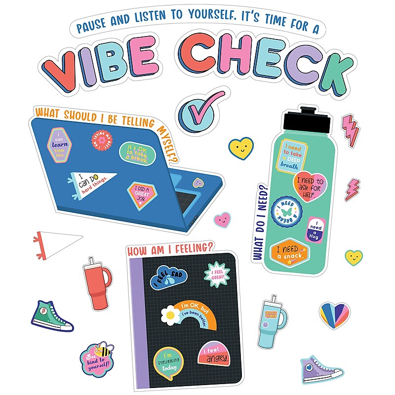 Carson Dellosa Education We Stick Together Vibe Check Bulletin Board Set, 51/Pack (110584) image 1