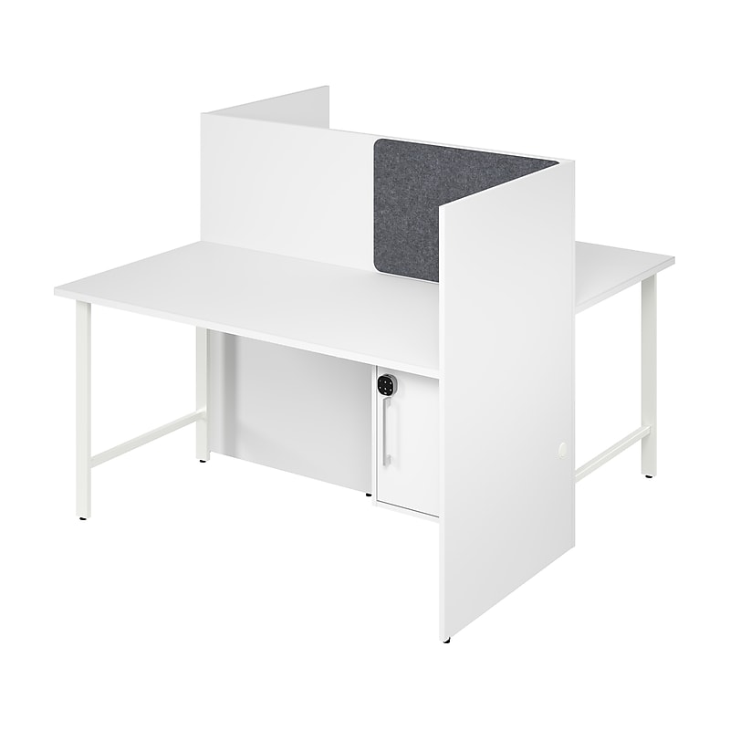 Bush Business Furniture Hustle 60"W 2 Person Back to Back Cubicle Panel Workstation, White (HUS032WH) image 1