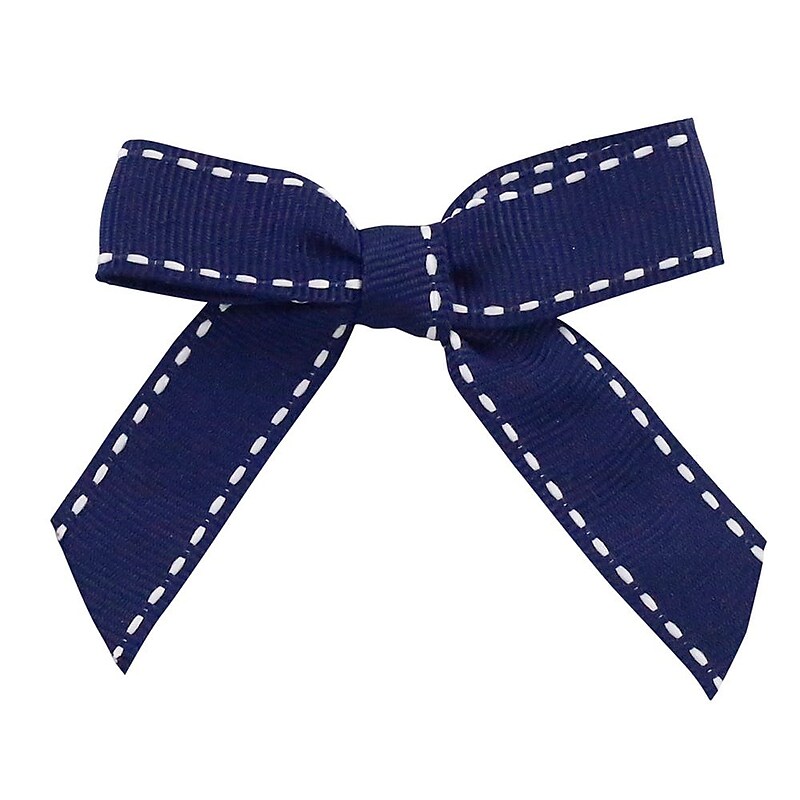 JAM Paper Grosgrain Bows, Navy/White, 100/Pack (52640349321) image 1