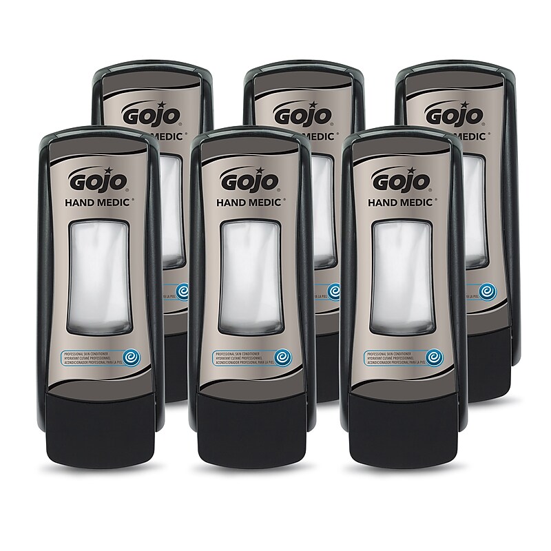 GOJO HAND MEDIC ADX-7 Wall Mounted Hand Soap Dispenser, Black/Chrome, 6/Carton (8782-06) image 1