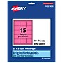 Avery Laser/Inkjet Rectangle Multipurpose Labels, 2" x 2-5/8", Bright Pink, 600/Pack (94235)~#|#~8082D46C-E89A-44B5-AB61EDC409814821_sc7
