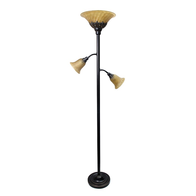 Elegant Designs 71" 3 Light Floor Lamp  with Scalloped Glass Shades, Restoration Bronze (LF2002-RBZ) image 1