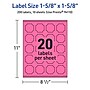 Avery Square Scalloped Laser/Inkjet Multipurpose Labels, 1-5/8" x 1-5/8", Bright Pink (200/Pack)~#|#~8083FB28-C626-4687-B8A37AD6471C35ED_sc7